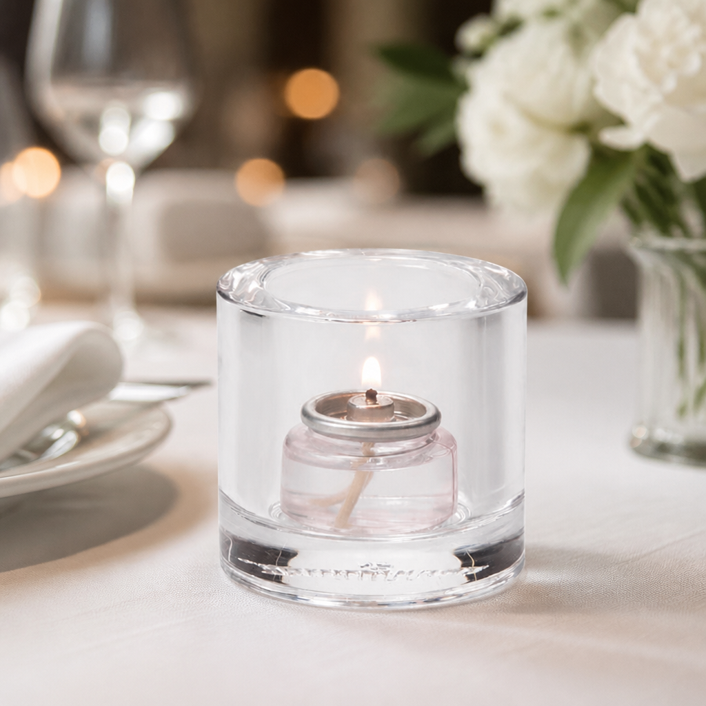 Commercial Clear Tealight Lamps 73mm for Dining Tables 6 Pack