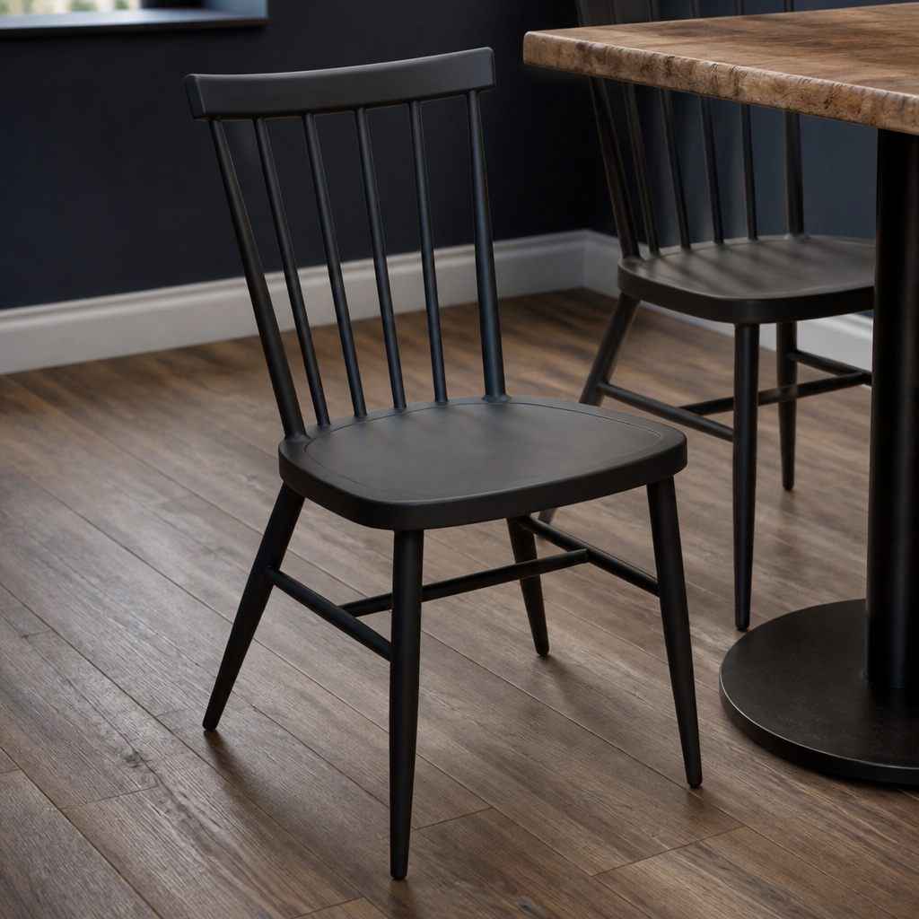 Commercial Aluminium Black Chairs for outdoor seating - 4 pack