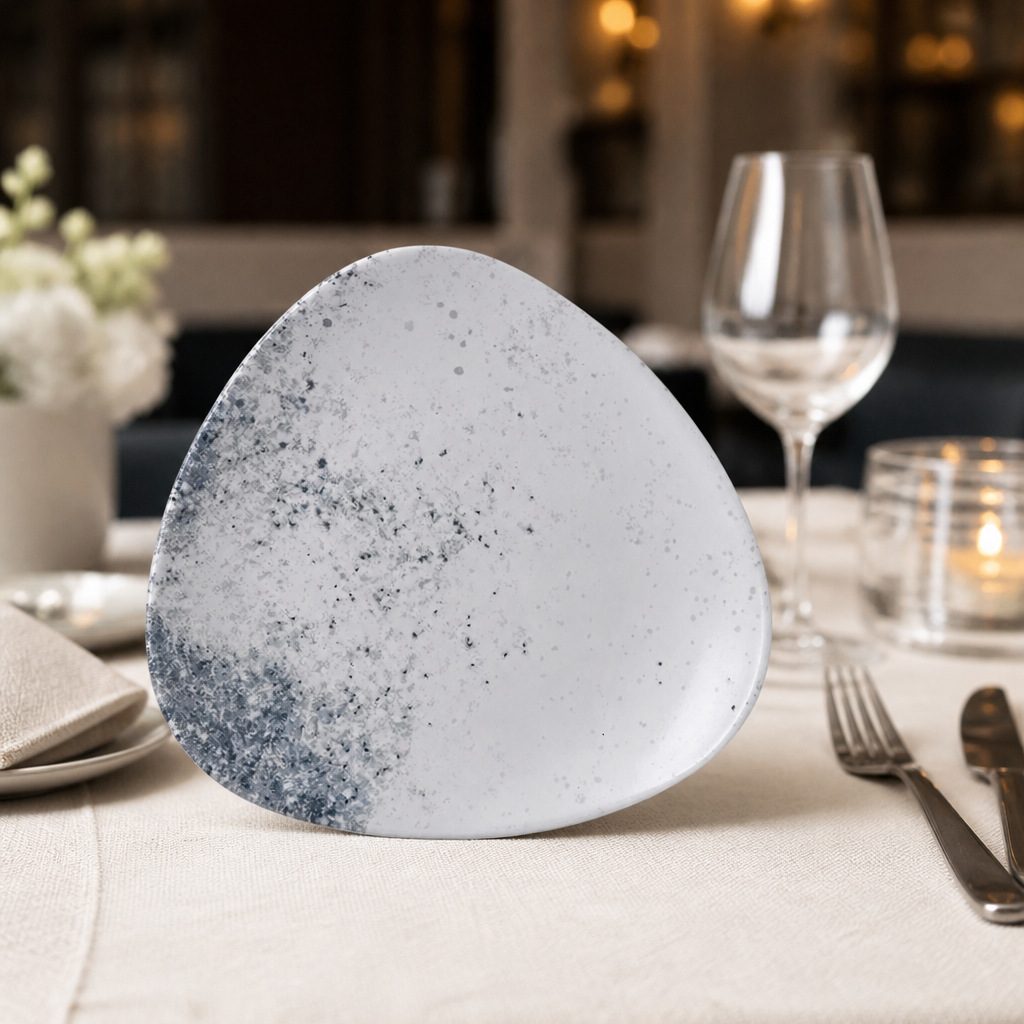 Haze Blue Triangle Plates 9" - 12 Pack for catering and dining