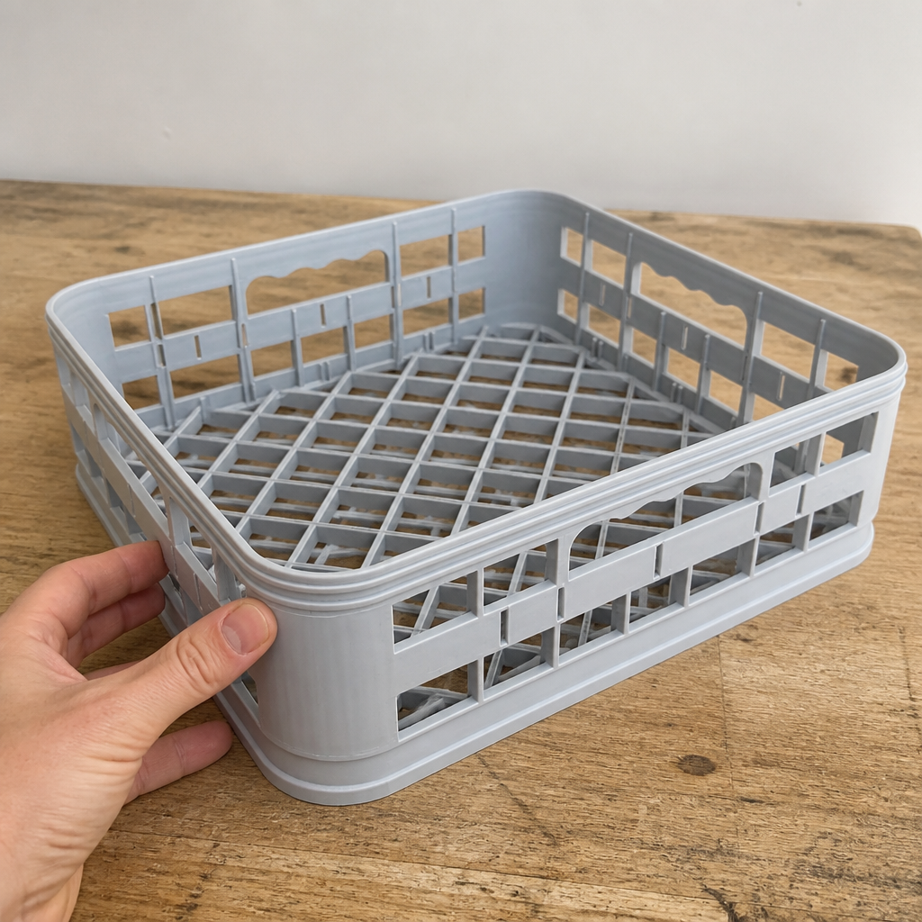 Commercial Glasswasher Basket 350mm Open Polypropylene Grey