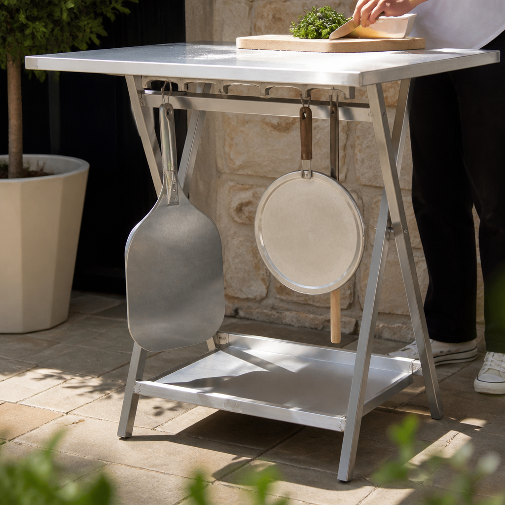 Commercial Outdoor Oven Stand with foldaway design and hooks