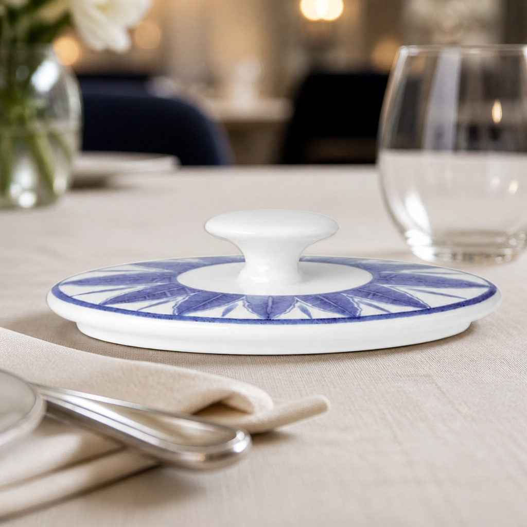 Set of 12 Commercial Oval Sugar Lids in Bone China