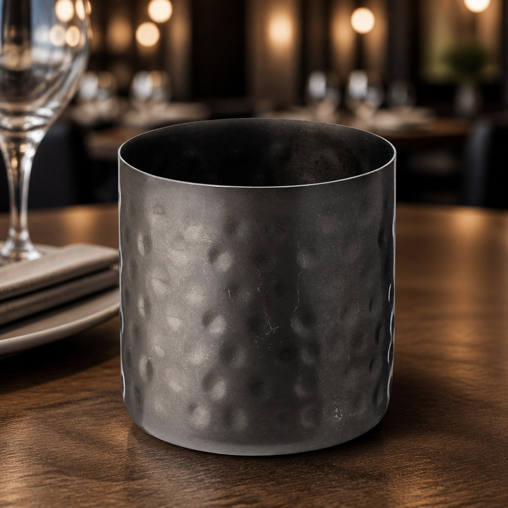 Commercial Vintage Steel Hammered Chip Cups 85mm 12 Pack
