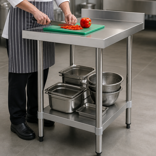 600mm Commercial Stainless Steel Prep Table with Undershelf