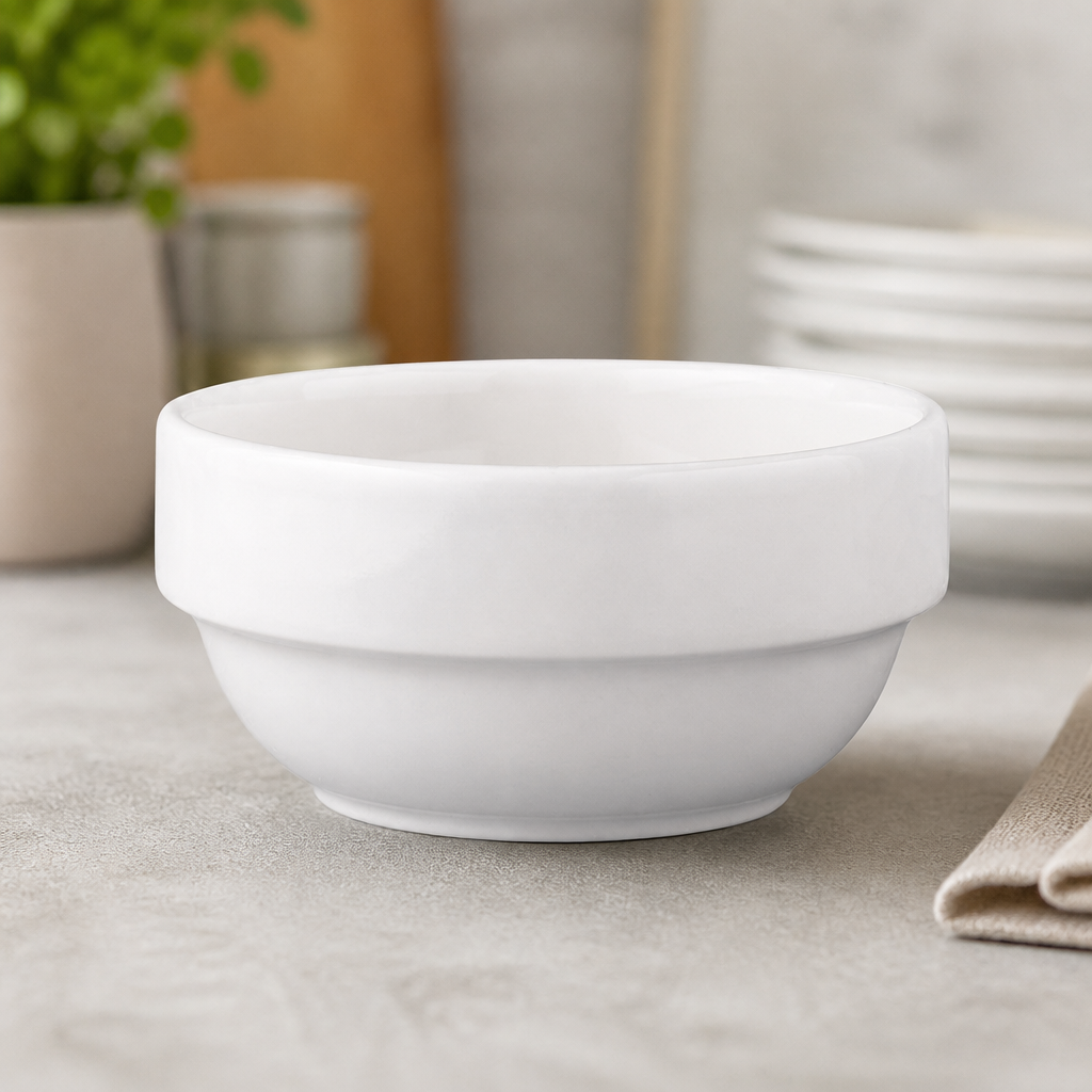 Commercial Stackable Bowls 377ml Porcelain 6 Pack