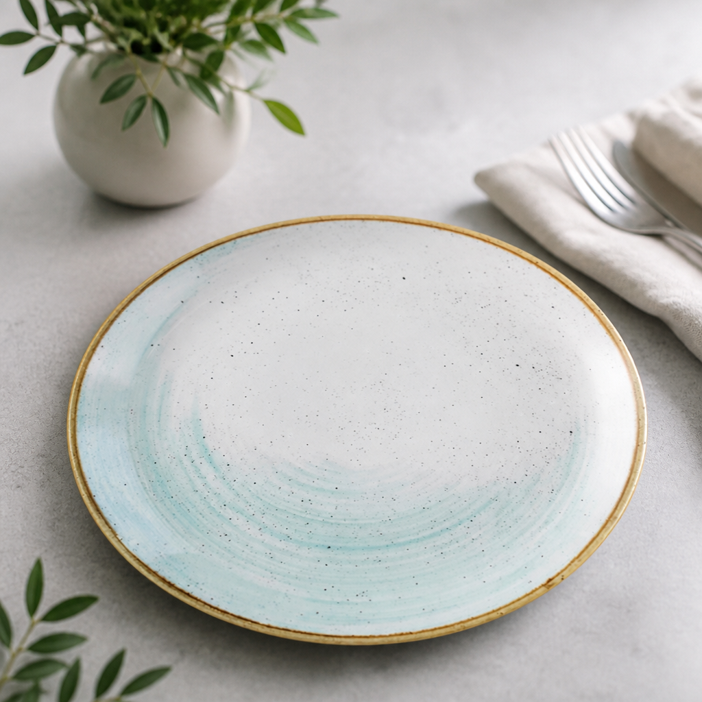 Commercial Coupe Plates Duck Egg 286mm Super Vitrified Ceramic