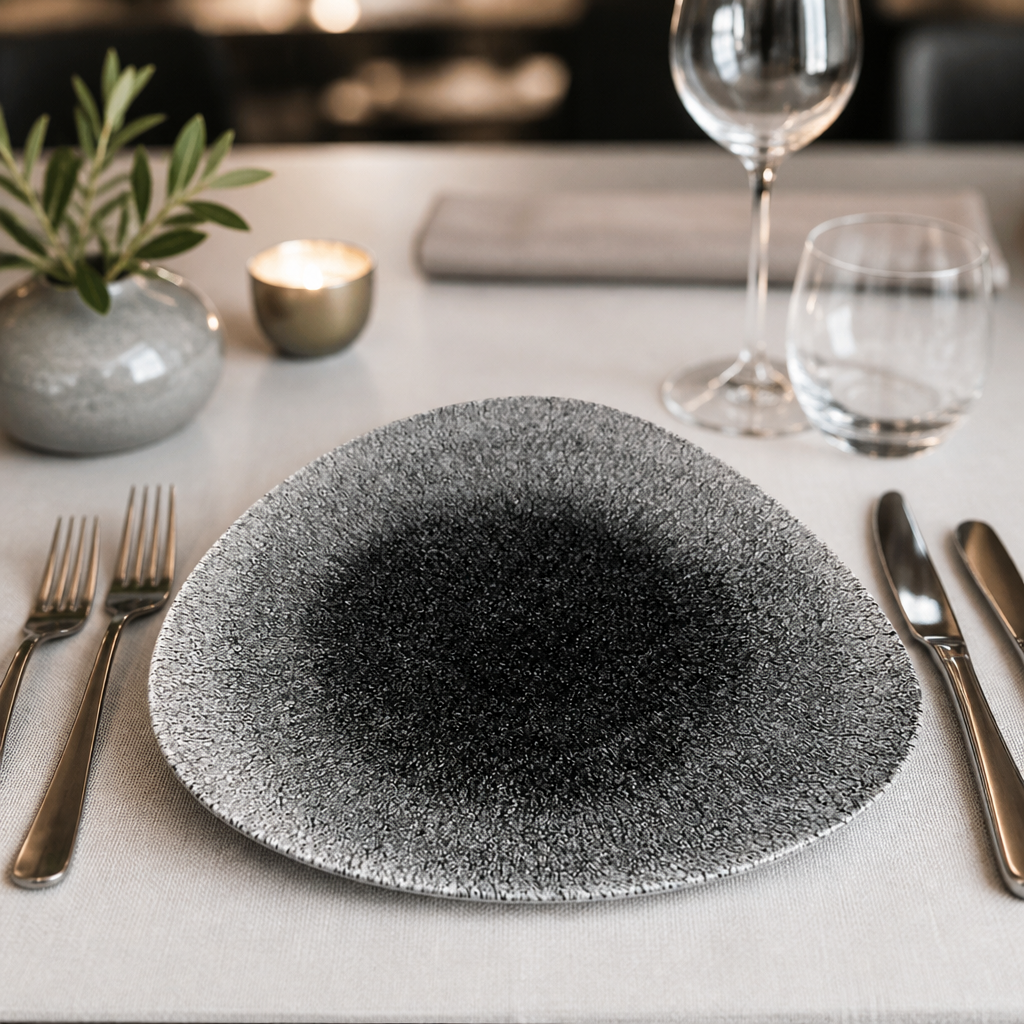 Commercial Triangular Shallow Bowls 278mm Quartz Black 12 Pack