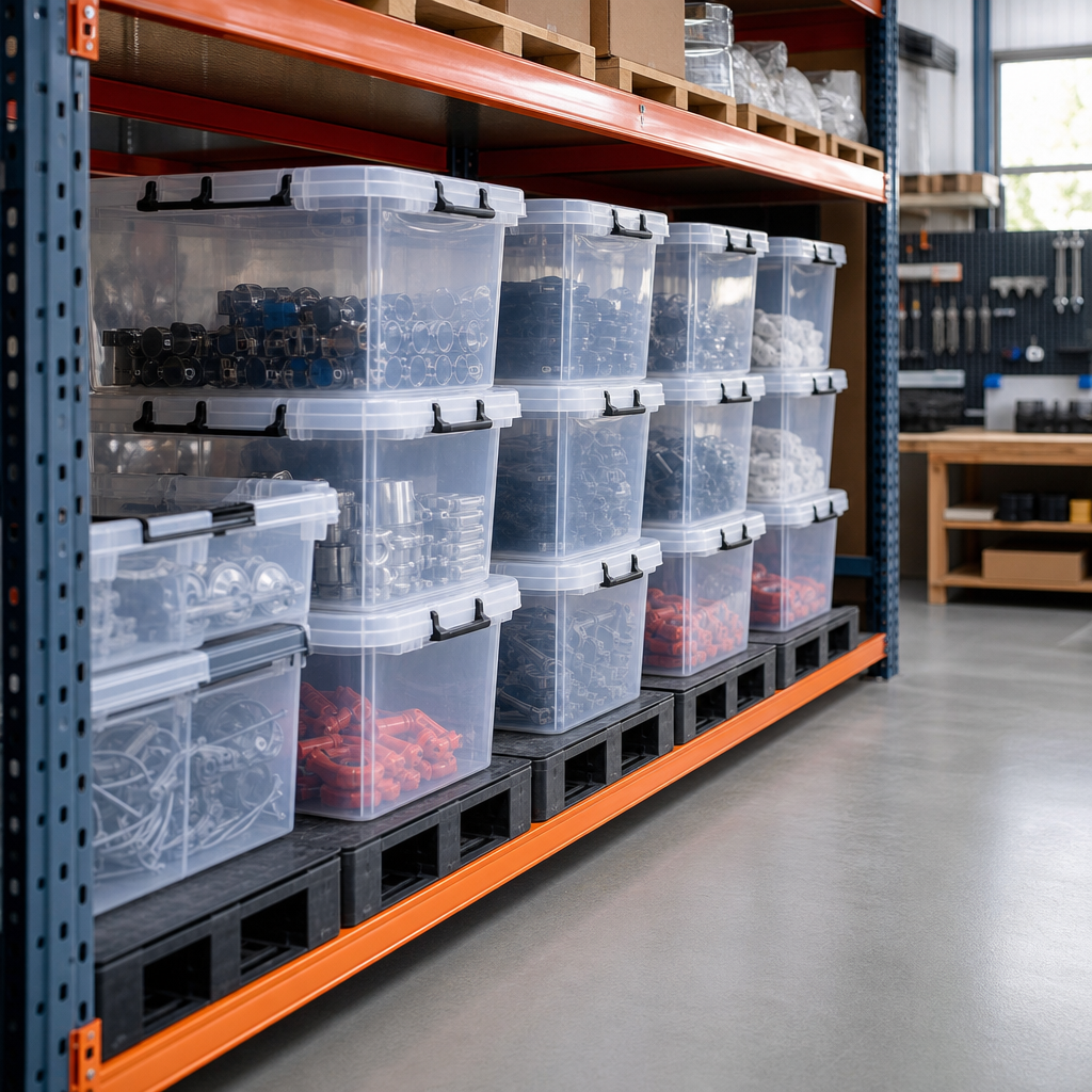 35 Litre Clear Clip Lock Storage Box with Pallet