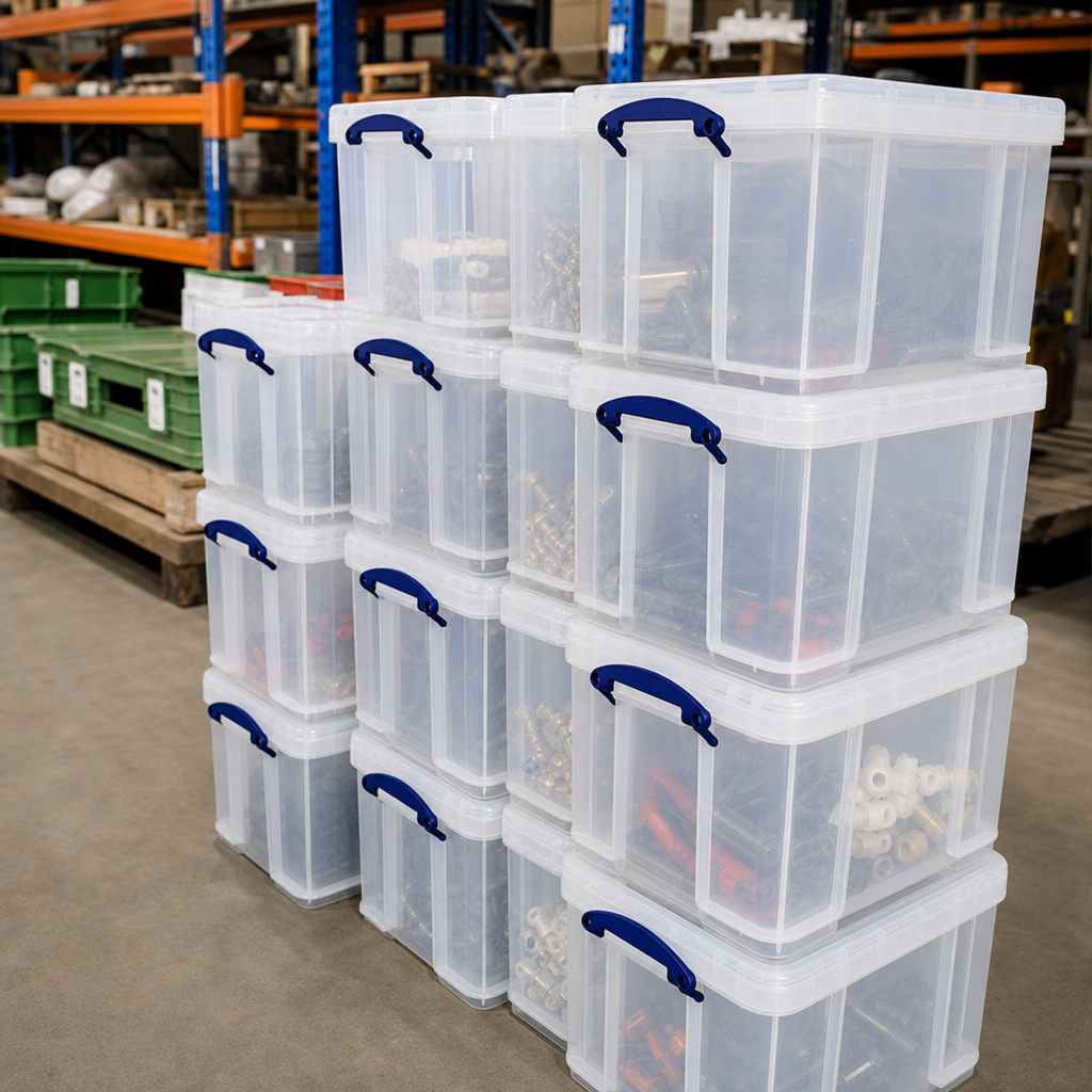 35 Litre Plastic Storage Box with Clip-On Lid