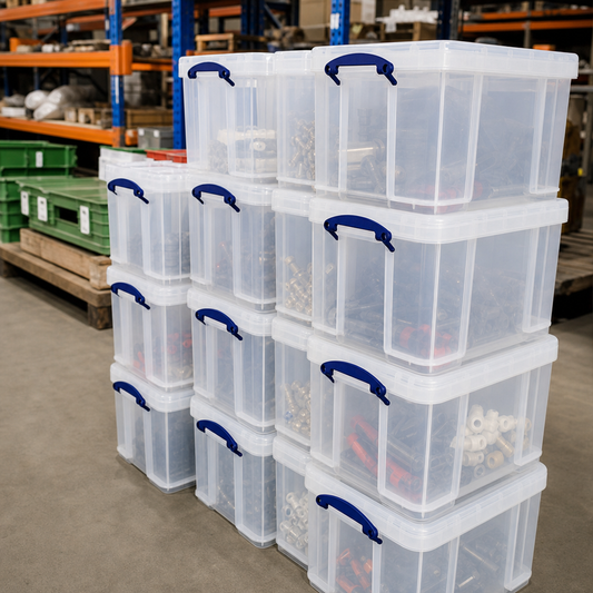 35 Litre Plastic Storage Box with Clip-On Lid