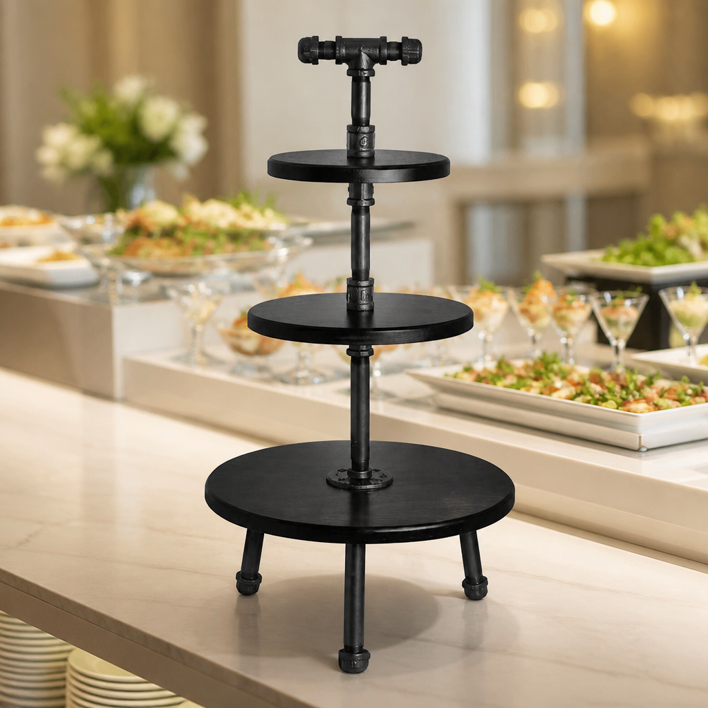 Commercial 3-Tier Display Stand 355mm Metal Pipe Design