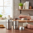 Premium Stainless Steel Tea, Coffee, Sugar Canister Set - Durable Kitchen Storage Solution