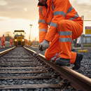 Premium High Visibility Rail Track Trousers with Waterproof Coating and Fully Taped Seams in Orange
