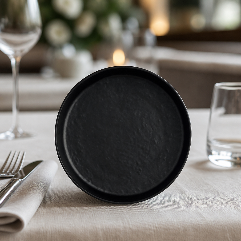 Commercial Melamine Round Plates Black 204mm 12 Pack