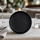 Commercial Melamine Round Plates Black 204mm for Catering 12 Pack