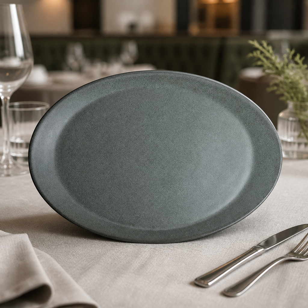 Commercial teal coupe platters 305x202mm 12 pack