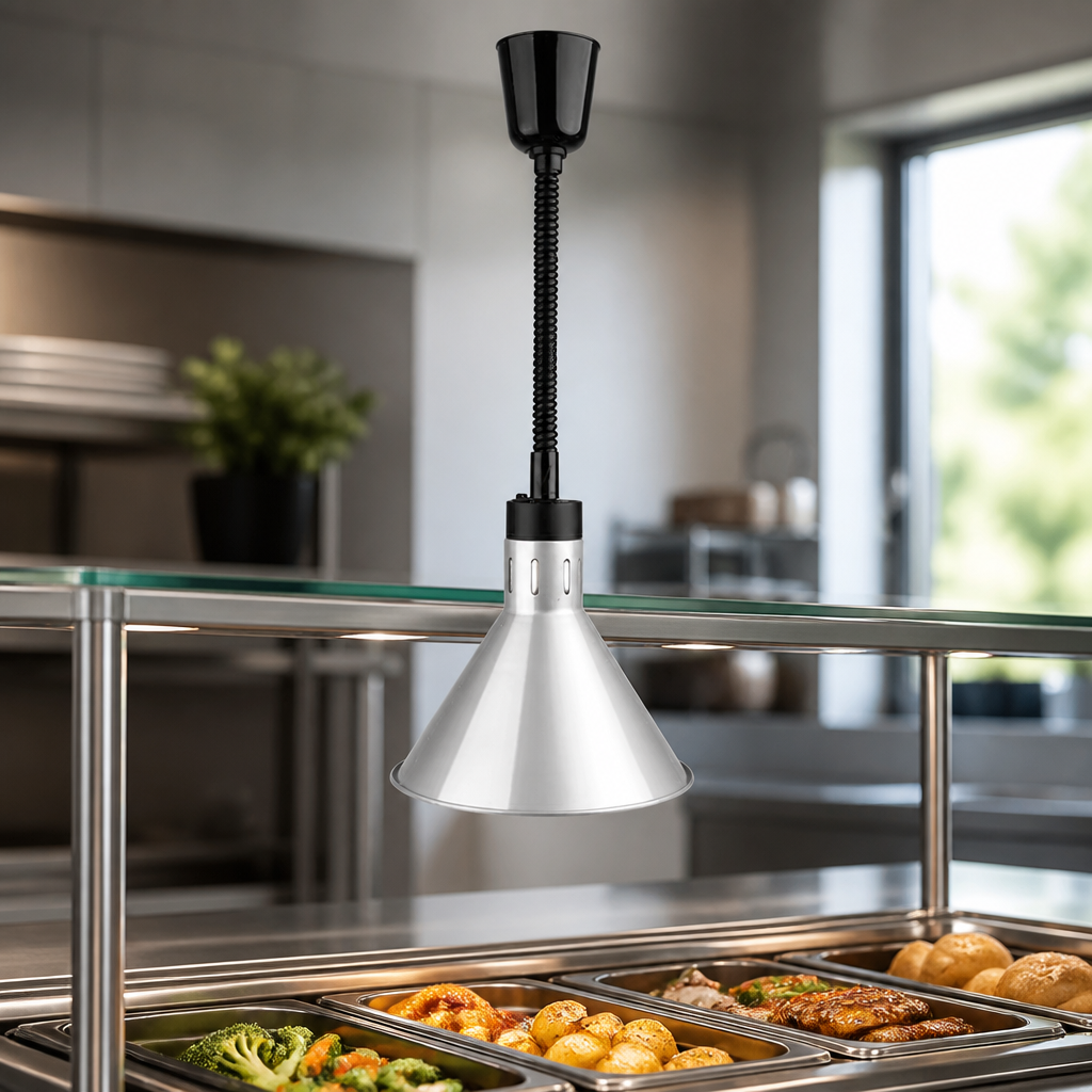 Commercial Conical Retractable Heat Shade 250W Silver Finish