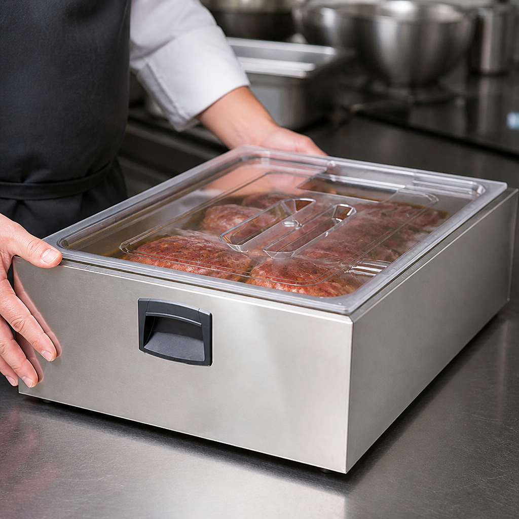 Commercial 2/1 GN Stainless Steel Tray with Lid for Sous Vide