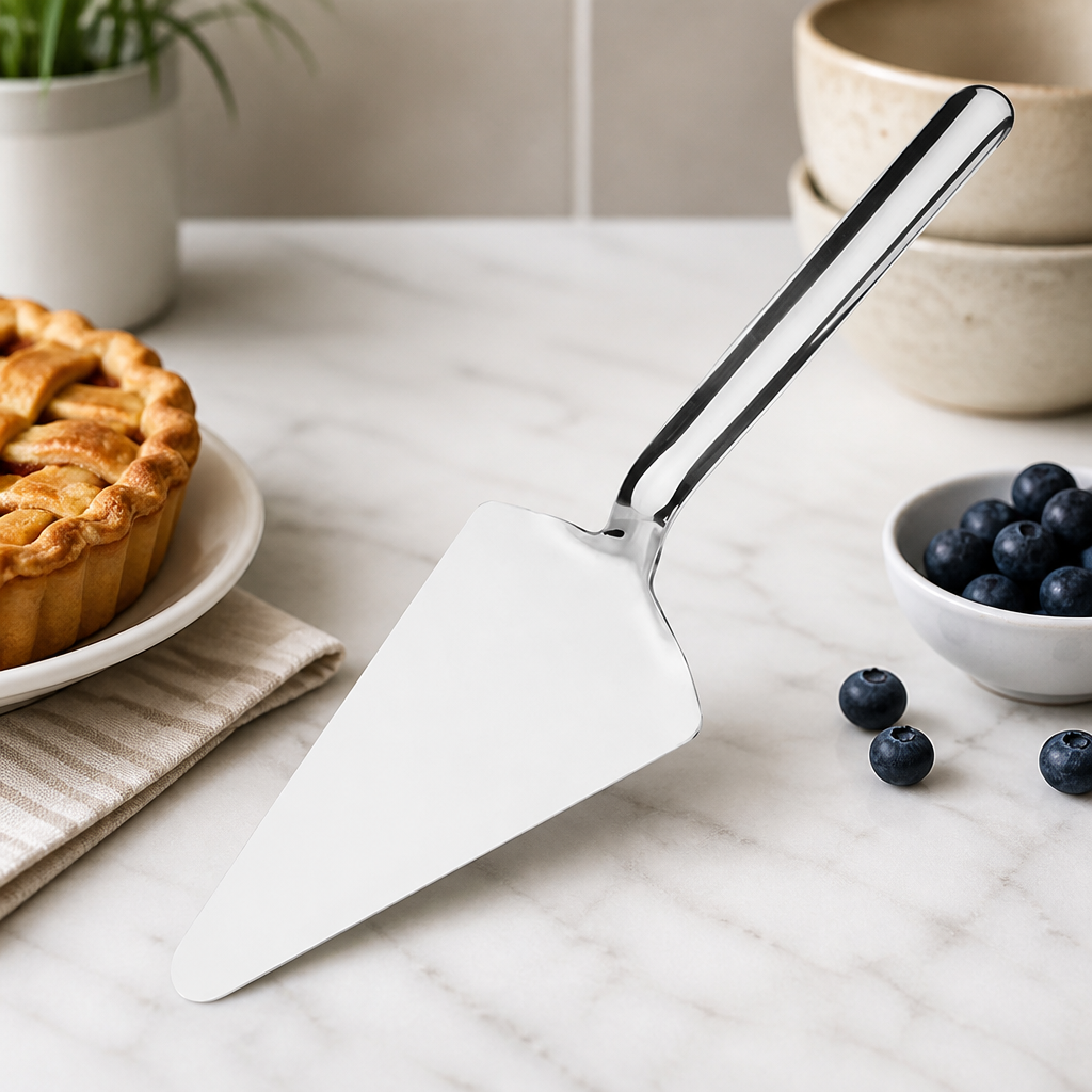 Commercial Stainless Steel Pie Lifter with Wide Base and Handle