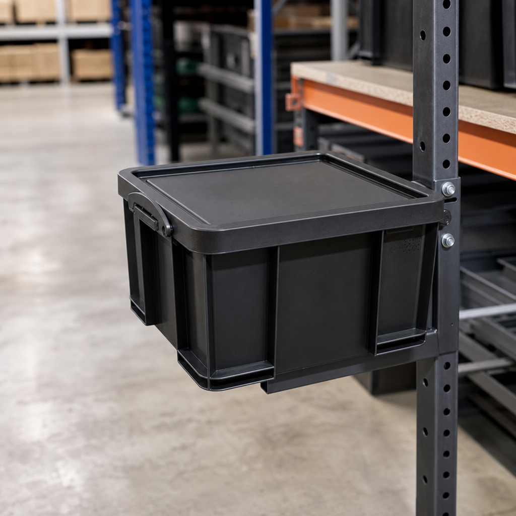 35L Black Plastic Storage Boxes Pack of 2