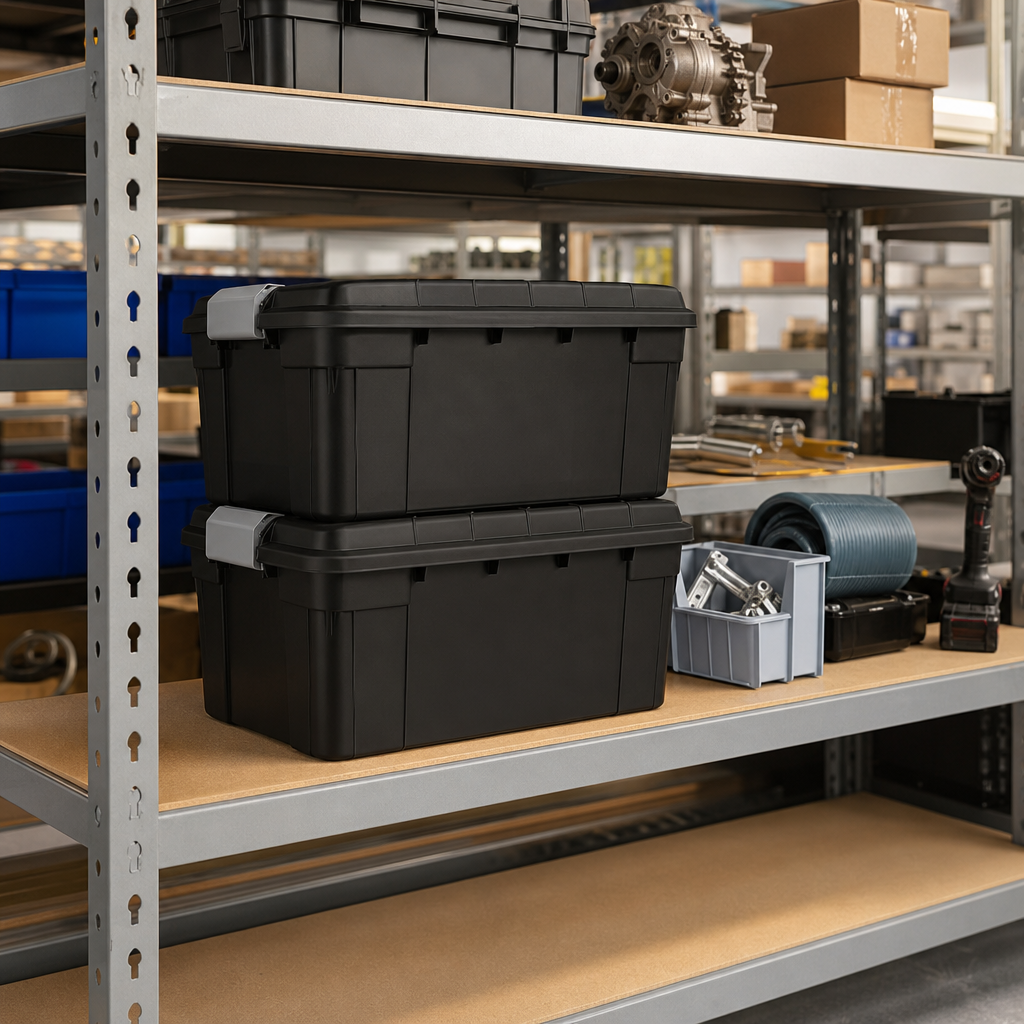35L Black Plastic Storage Boxes Pack of 2