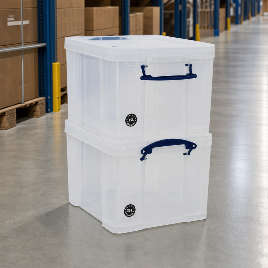 35L Extra Strong White Storage Boxes – Pack of 2
