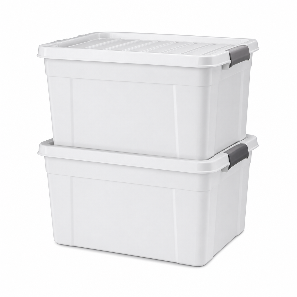 35L Extra Strong White Storage Boxes – Pack of 2