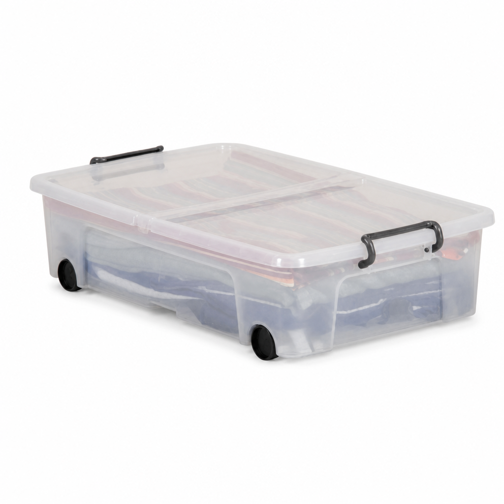 35L Plastic Storage Box with Wheels and Lid
