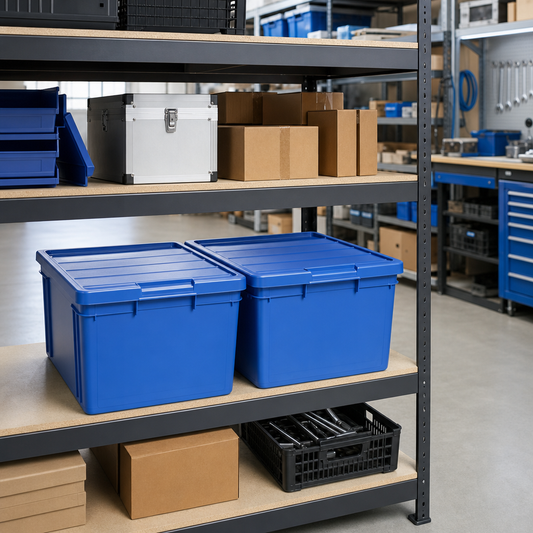 35L Solid Blue Plastic Storage Boxes Pack of 2