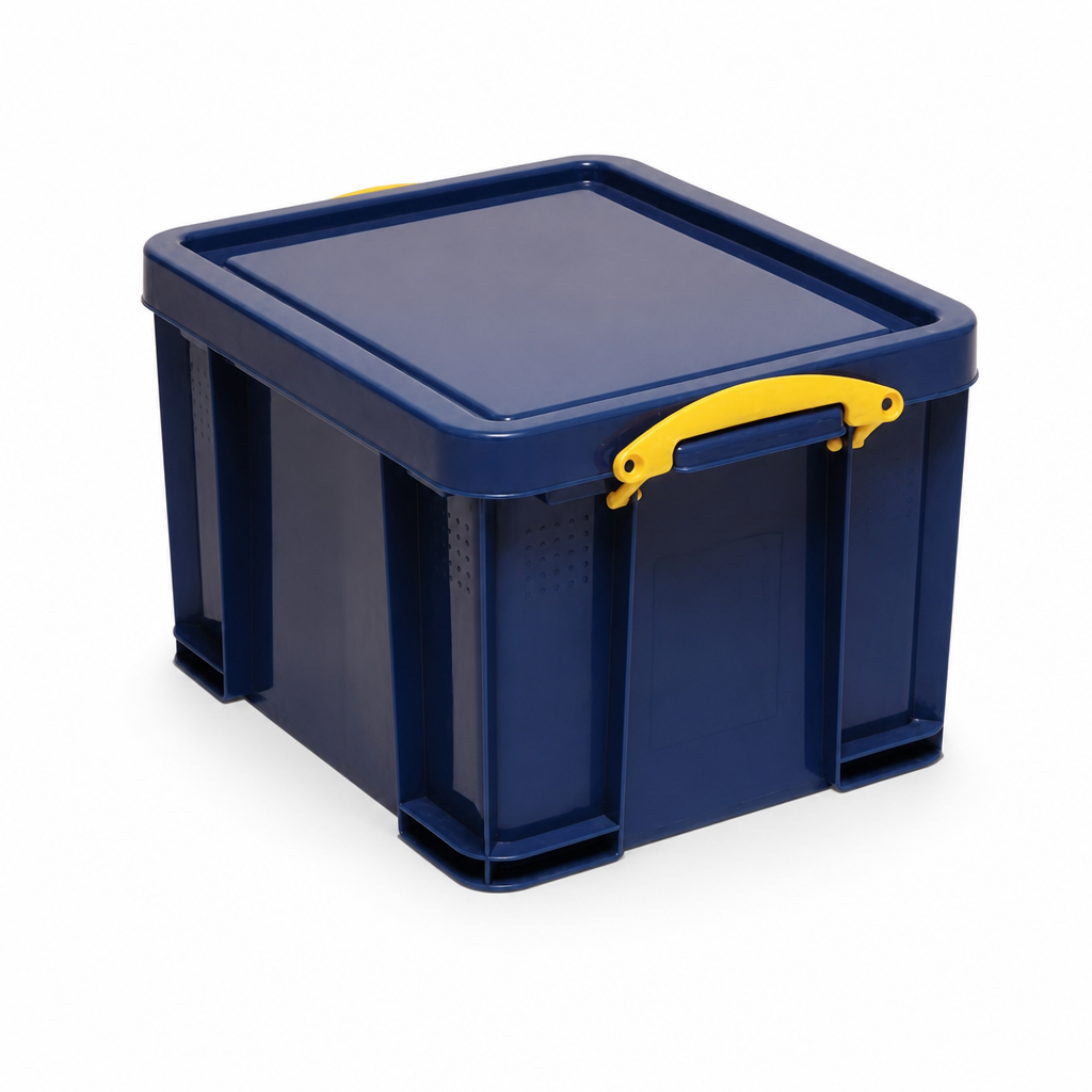 35L Solid Blue Plastic Storage Boxes Pack of 2
