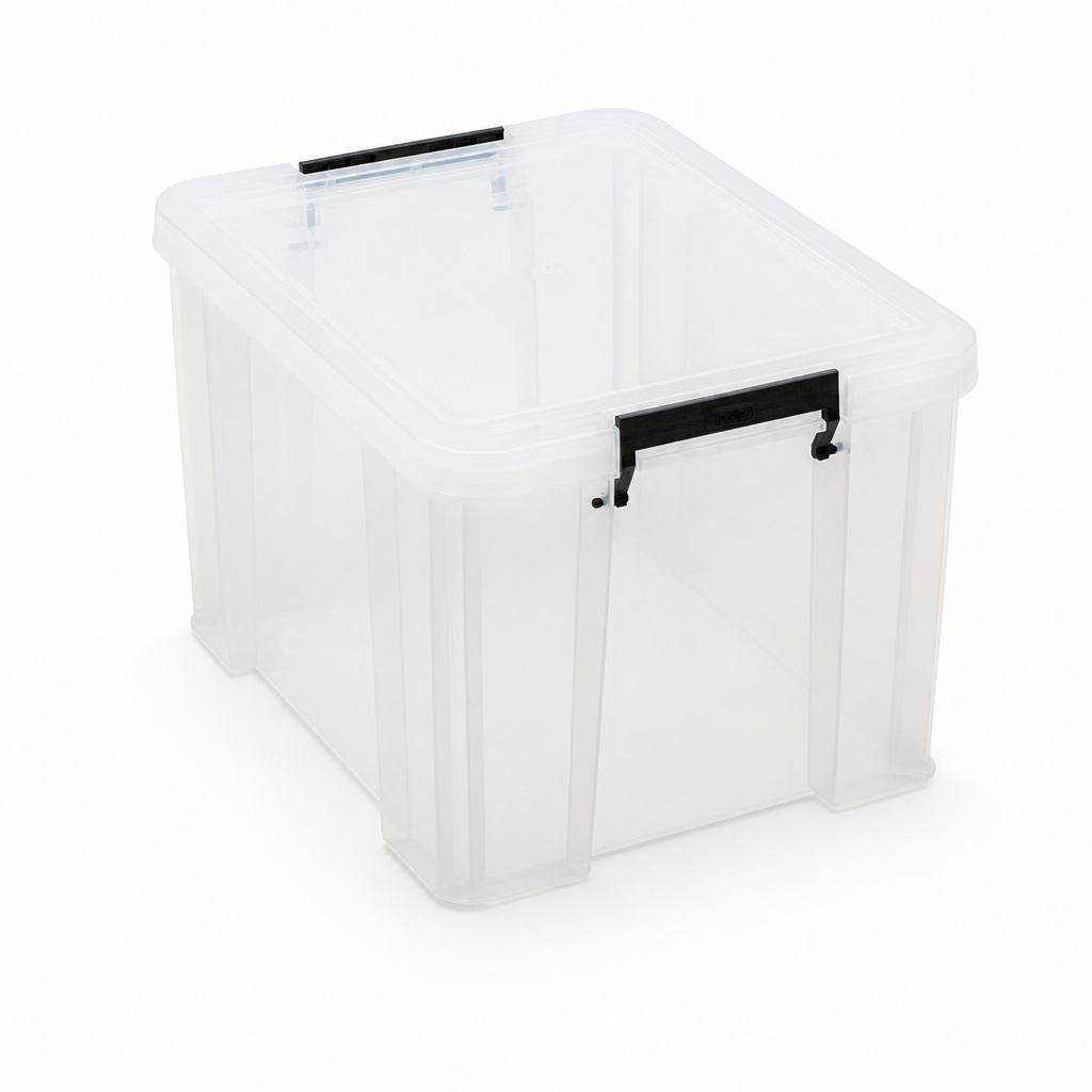 36 Litre Clear Plastic Storage Box with Clip Lock Lid
