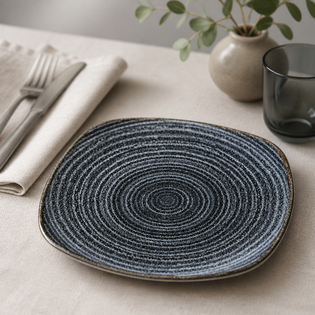 Commercial Charcoal Black Square Plates 252mm 12 Pack