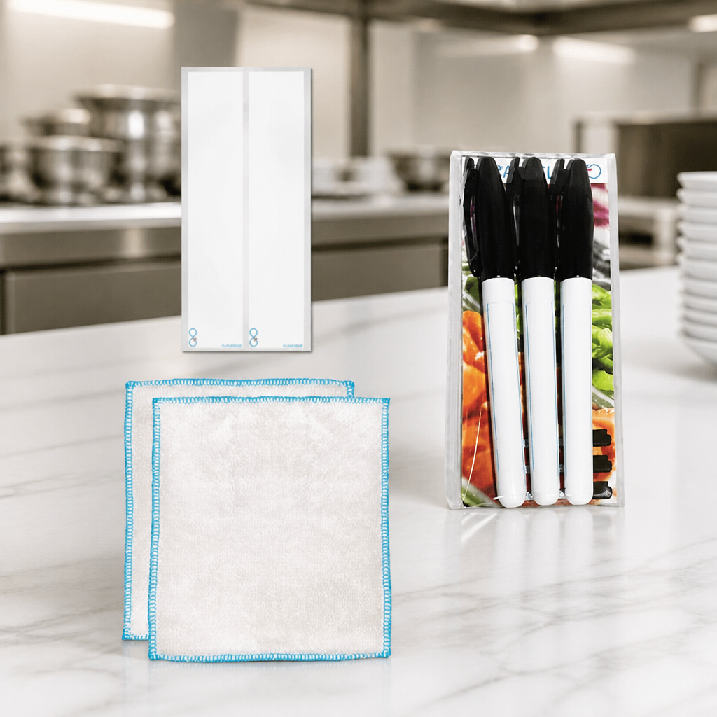 Reusable Blank Bottle Labels Pack with Cloths and Pens