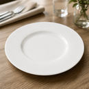 Commercial Wide Rim Bone China Plates 225mm for Dining 12 Pack