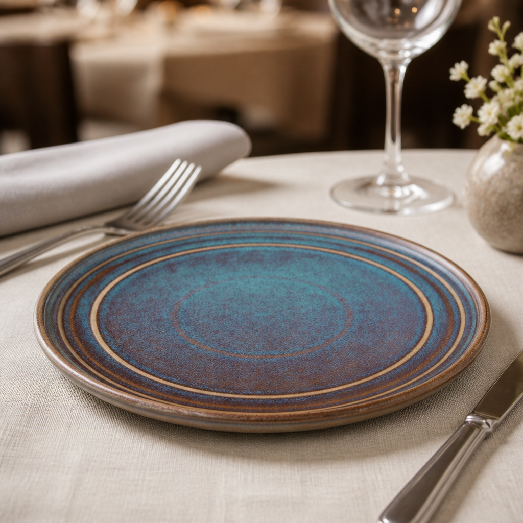 Commercial Iridescent Flat Round Starter Plates 220mm - 6 Pack