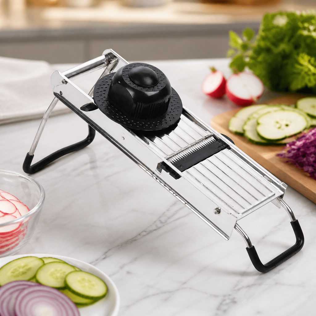 Commercial Stainless Steel Mandoline with Protective Pusher