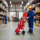 Professional Double Fire Extinguisher Trolley with Rotary Fire Bell for Enhanced Safety and Mobility