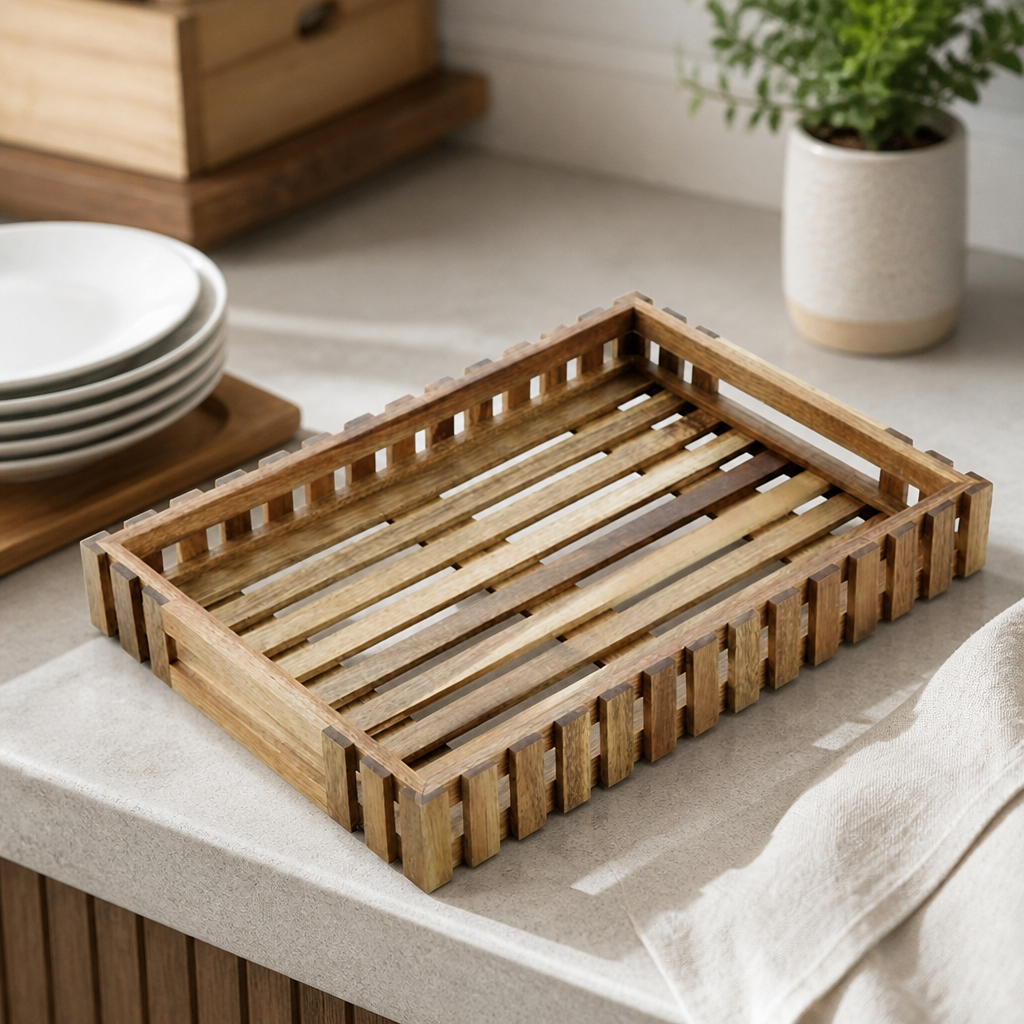 Commercial Acacia Wood Rectangular Storage Box 255x355mm