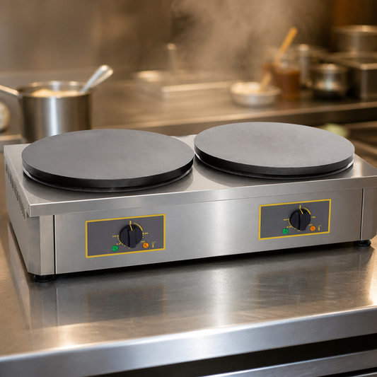 Double Electric Crepe Maker 2x400mm Cooking Area Commercial