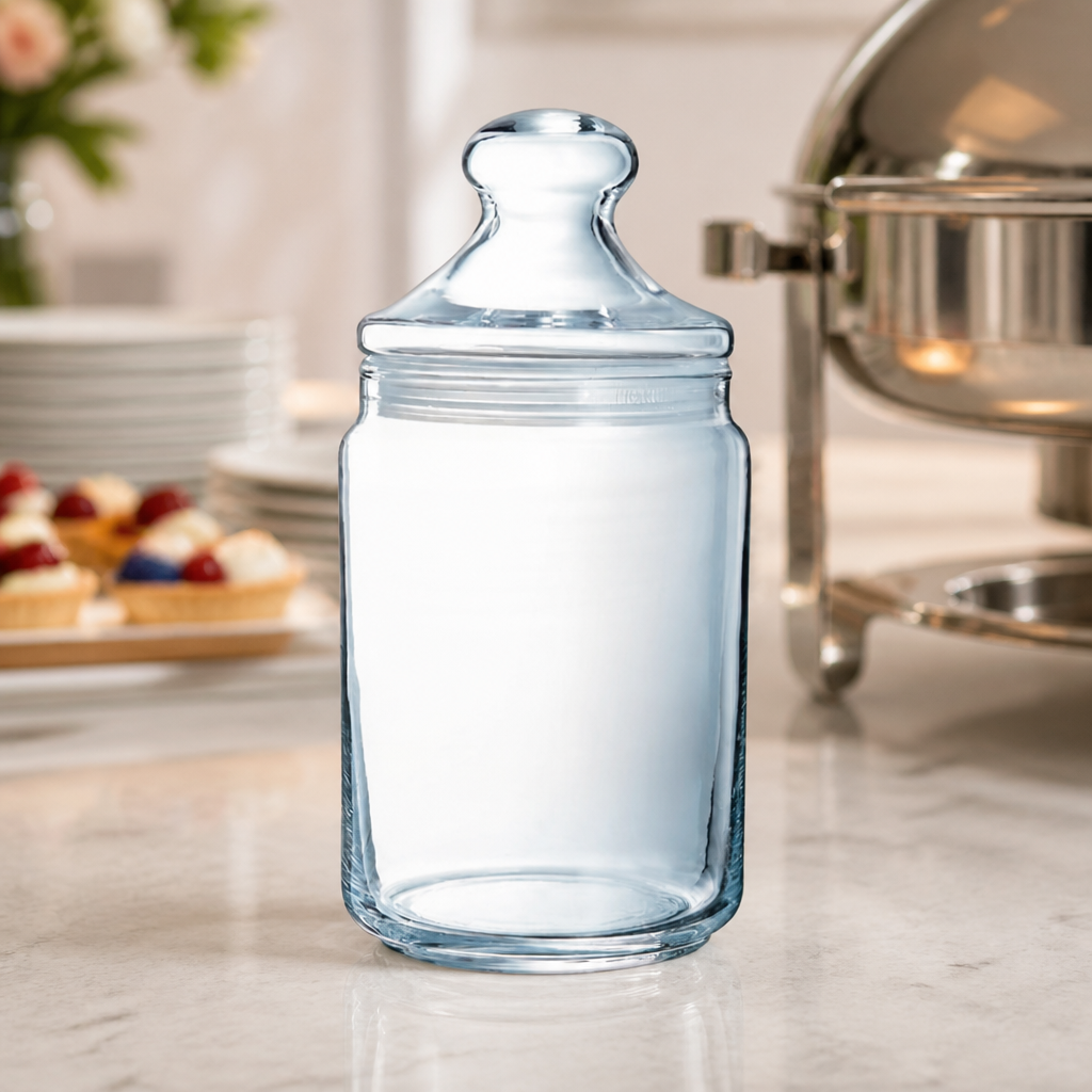 1Ltr Commercial Biscotti Jars - Airtight Glass Storage Containers