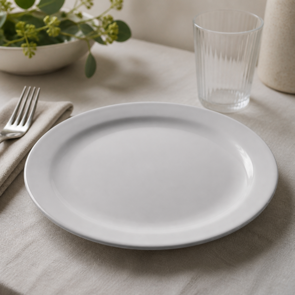 Commercial Narrow Rimmed Plates 226mm Pack of 12 Porcelain