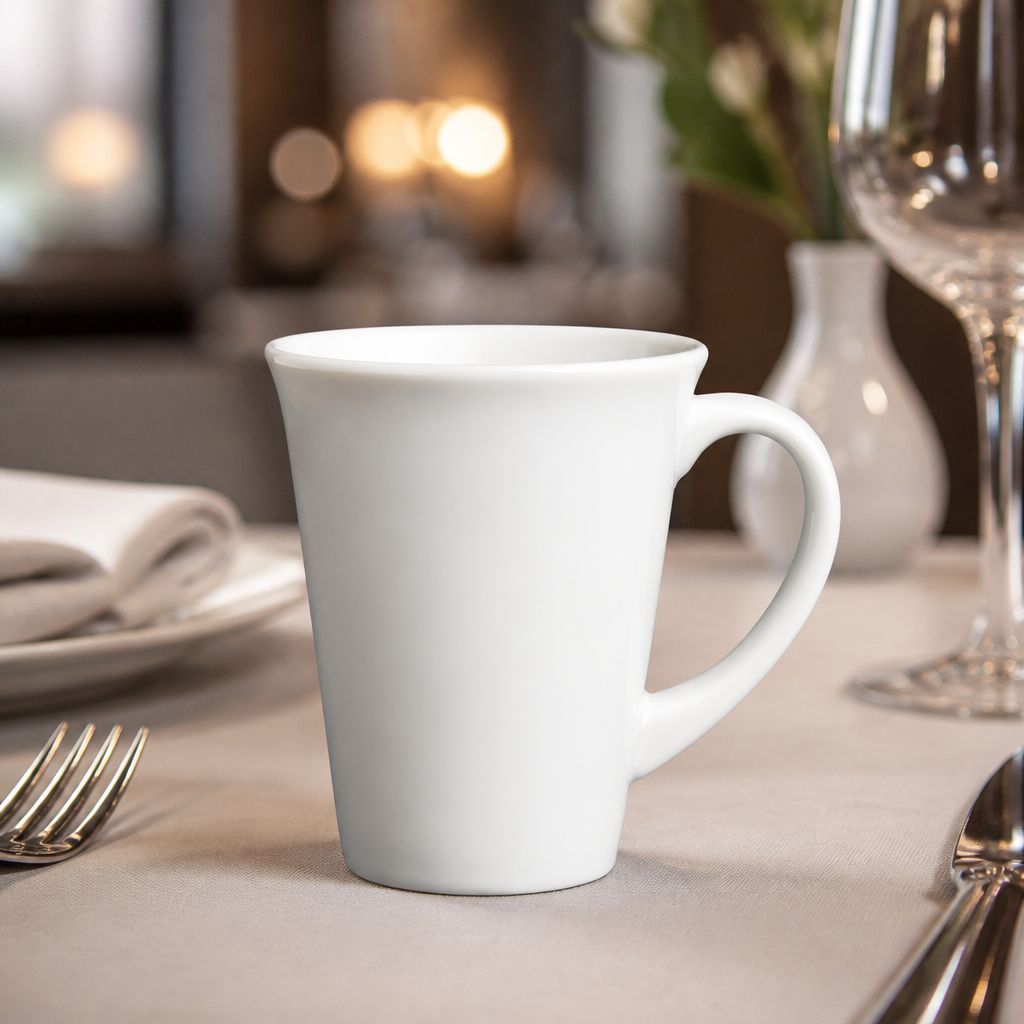 Set of 6 Commercial Flared Mugs 298ml Porcelain Cups