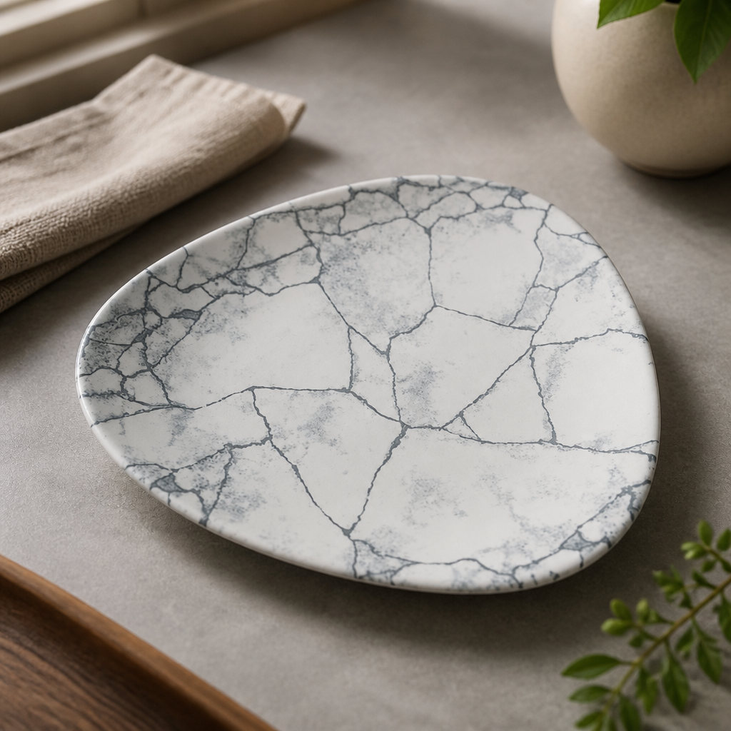Commercial Kintsugi Pearl Grey Plates 228mm - 12 Pack