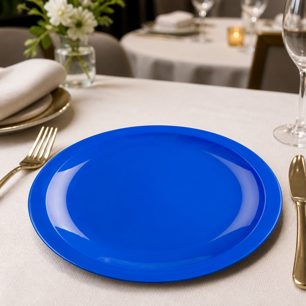 Commercial Polypropylene Plates Blue 230mm 12 Pack