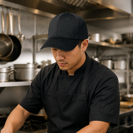 Cool Vent Baseball Cap for Catering - Adjustable Fit Black