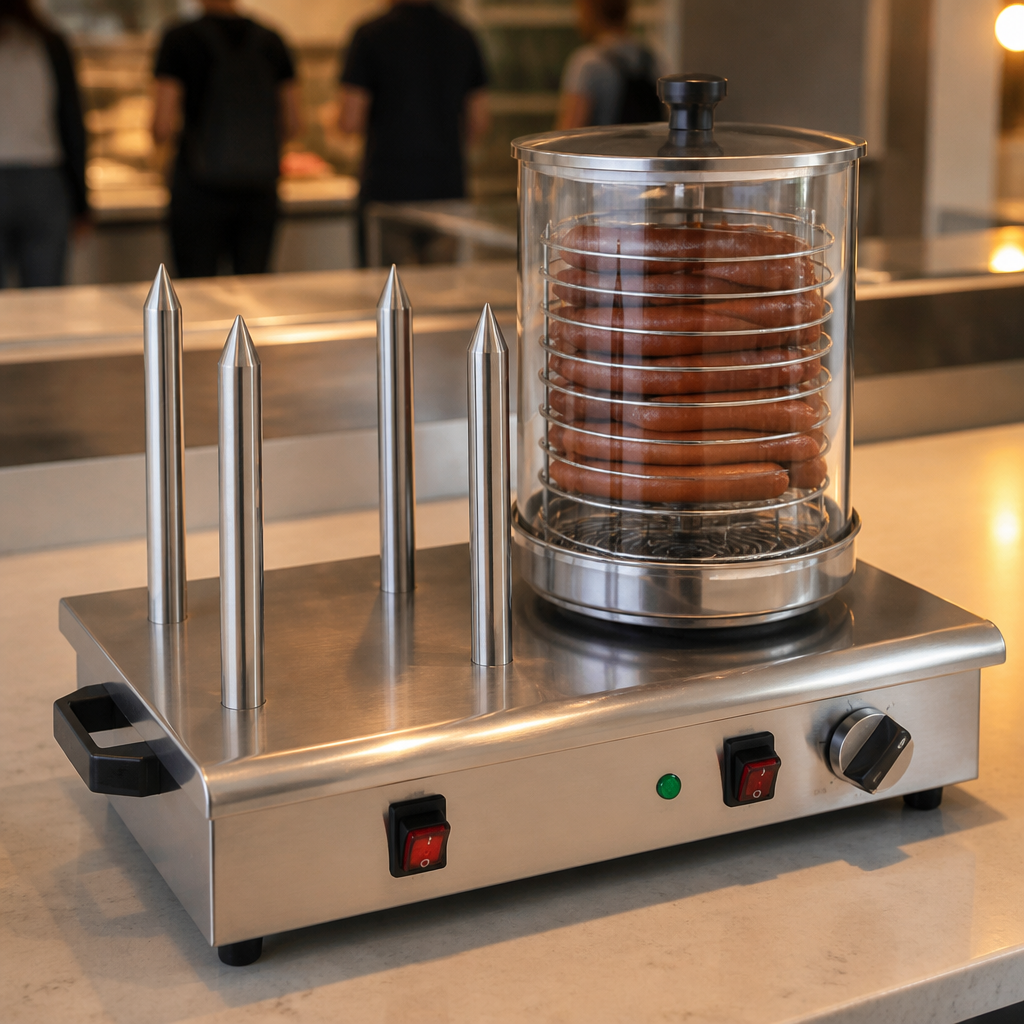 Commercial Hot Dog Warmer with 4 Bun Spikes in Stainless Steel