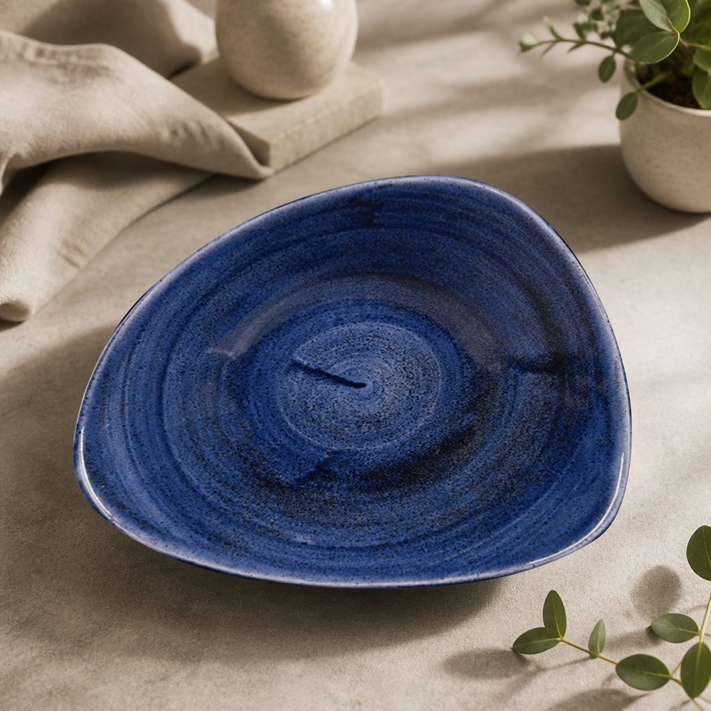 Commercial Triangular Bowls Cobalt 235mm - 12 Pack