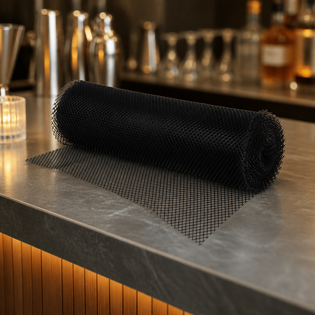 Commercial Wine Glass Rack Shelf Liner 10m Black Plastic