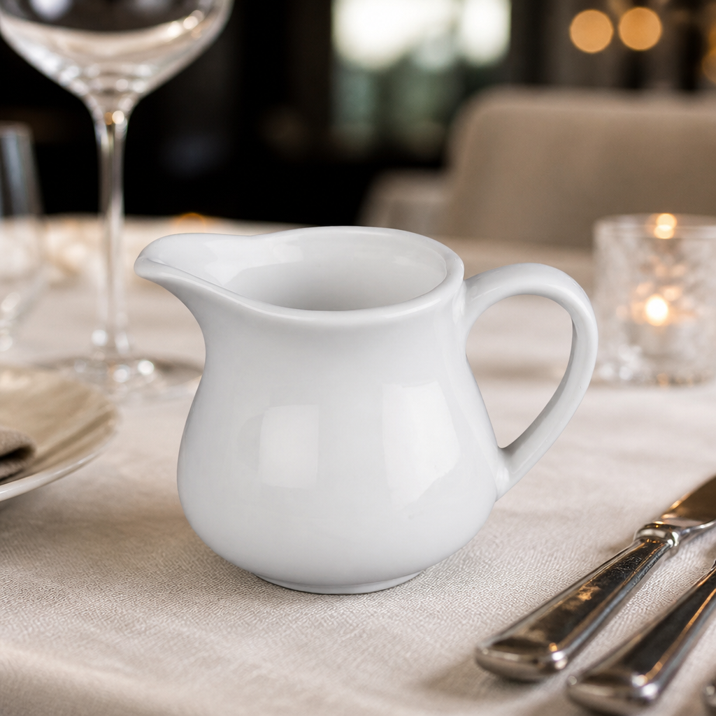 Pack of 4 porcelain commercial milk jugs 170ml