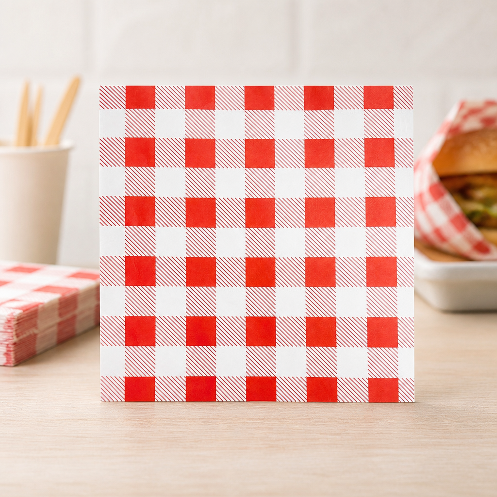 Commercial Greaseproof Paper Sheets 250x250mm Red 200 Pack